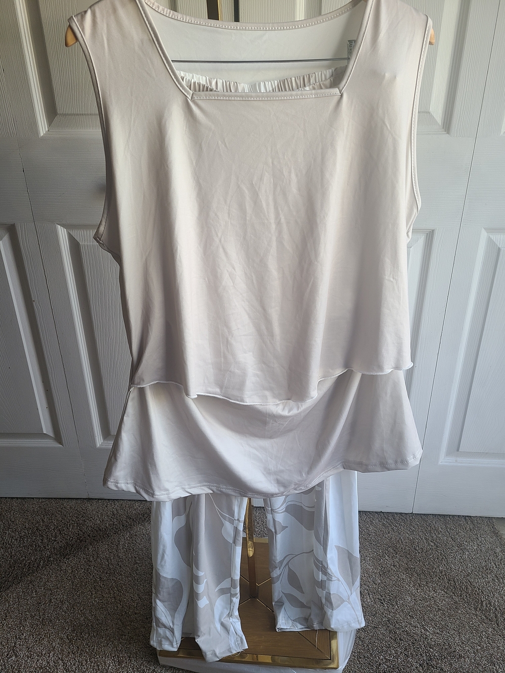 SHEIN White Layered Sleeveless Sleep Tank with Square Neck